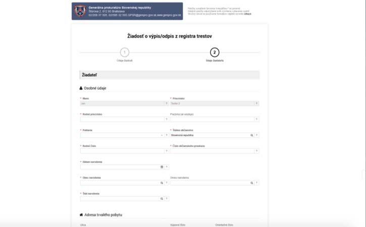 ziadost o vypis register trestov
