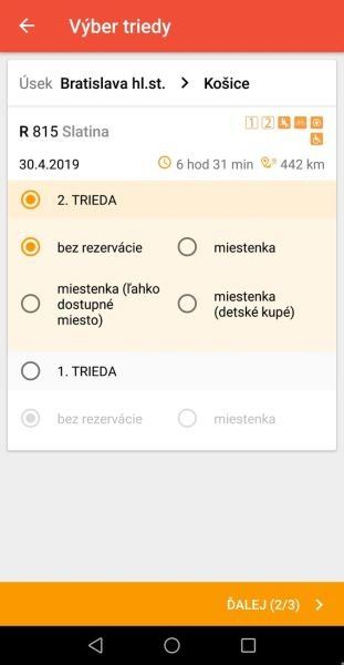 Ideme vlakom - Výber triedy