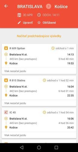 Ideme vlakom - Výsledky vyhľadávania